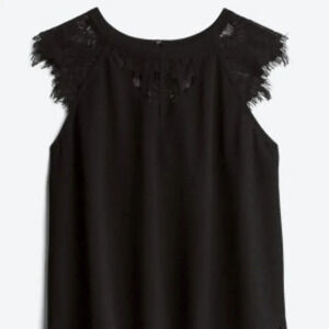 STICHFIX 41 HAWTHORN Jarred Lace Detail Cap-Sleeve Blouse  XLP | Black
